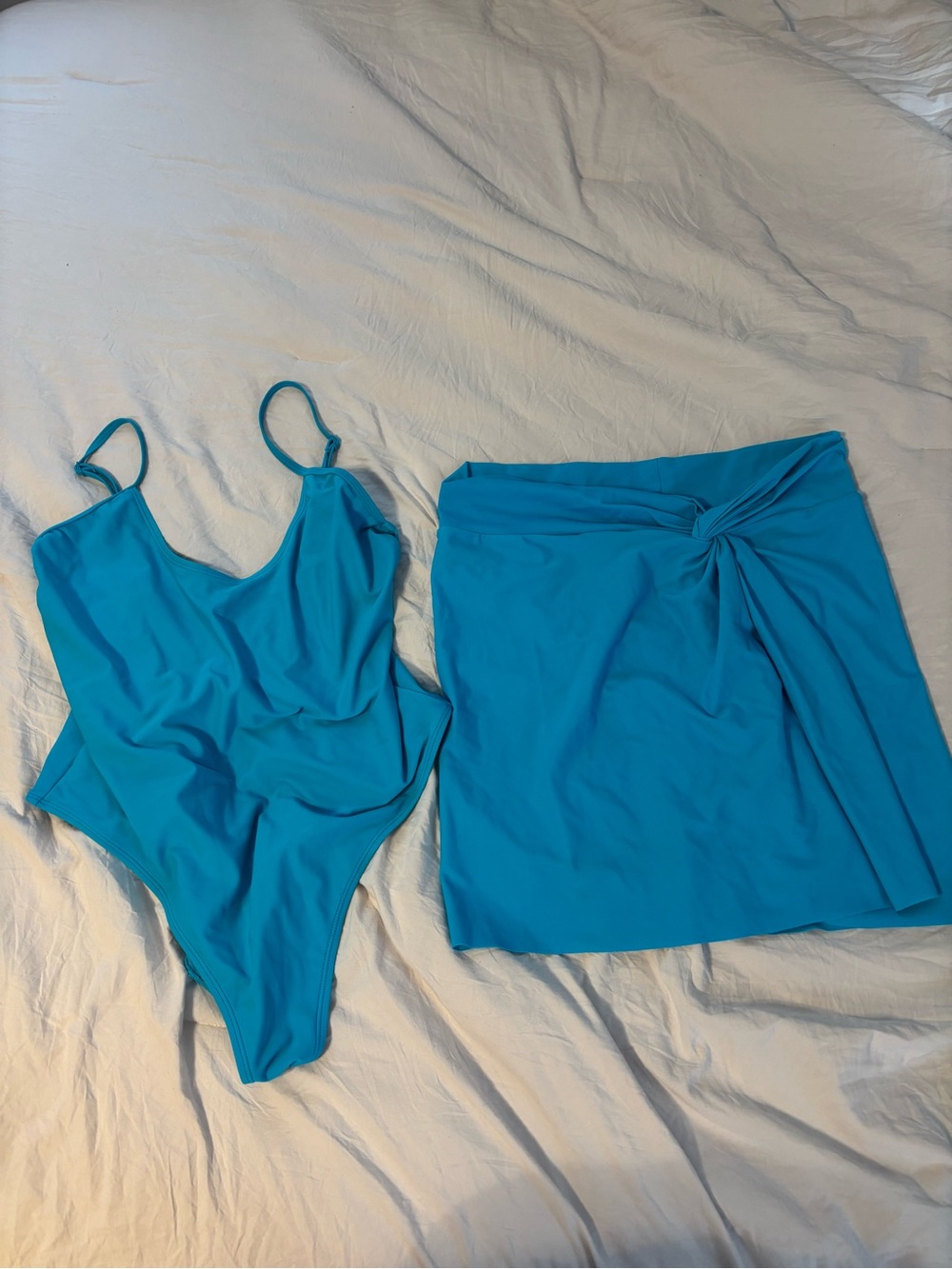 Good American Atomic Blue One-Piece Swimsuit with Sarong